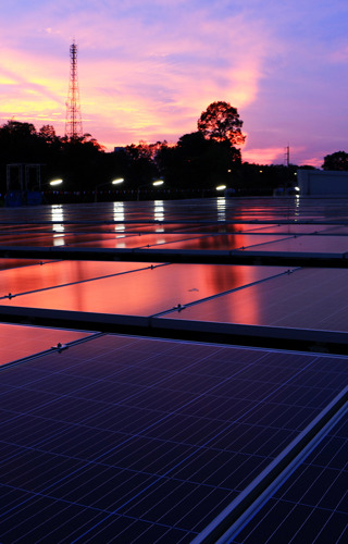 Sunset Over Solar Panels