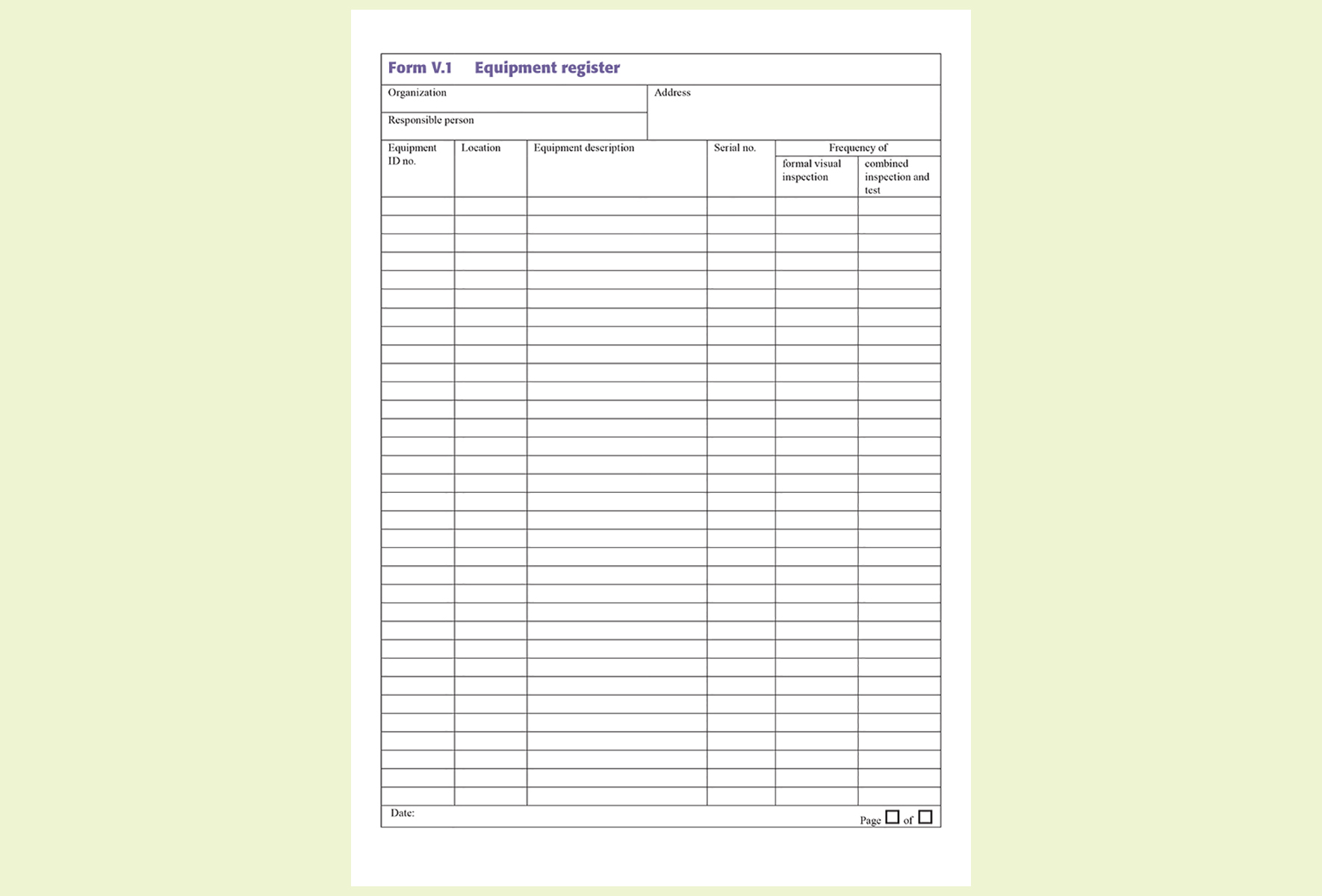 Single Site & Certificate PAT Test Log Book & Register of Portable Appliances 