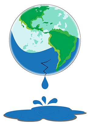 Image of the earth with water dripping from the bottom