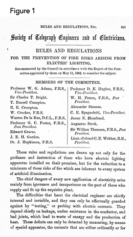 Figure 1 - Society of Telegraph Engineers and of Electricians Rules and Regulations